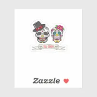Skull Wedding Bride and Groom Till Death Print Sticker