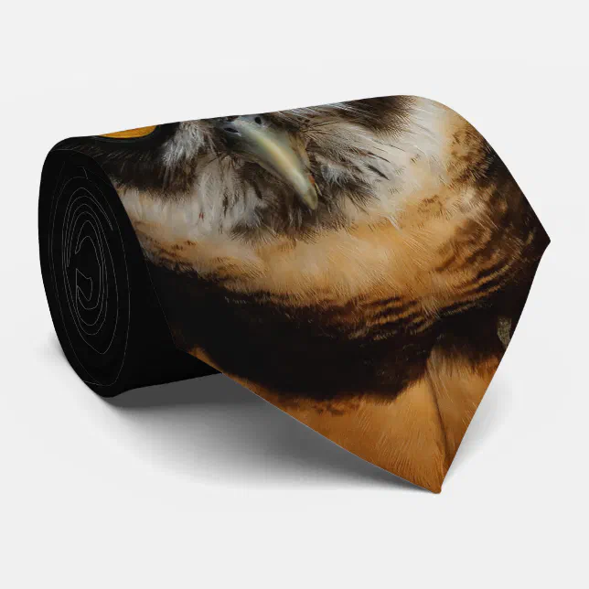 Mesmerizing Golden Eyes of a Spectacled Owl Neck Tie