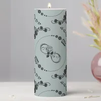 Simple Black Hearts, Floral, Infinity on Grey | Pillar Candle