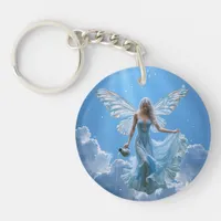 Beautiful Aquarius Fairy in the Clouds Keychain