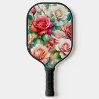 Whimsical Rose Pattern Pickleball Paddle