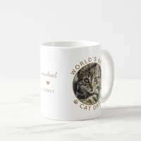 World's Best Cat Dad Gold Personalized Name Photo Coffee Mug