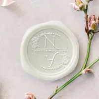 Elegant Floral Wreath Wedding Monogram  Wax Seal Stamp