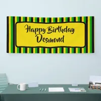 Jamaican Flag Colored Happy Birthday Party Banner