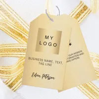 Gold name business logo QR code hang tag
