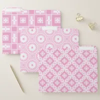 Blush Pink and White Cute Girly Geometric Pattern File Folder