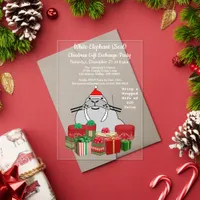 White Elephant Seal Christmas Gift Exchange Acrylic Invitations