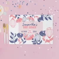 Blue Pink Flowers Botanical Baby Shower Placemat