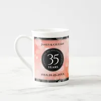Elegant 35th Coral Wedding Anniversary Celebration Bone China Mug