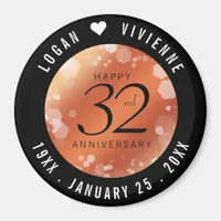 Elegant 32nd Bronze Wedding Anniversary Magnet