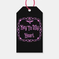 Goth Valentine Key To My Heart Pink  Gift Tags