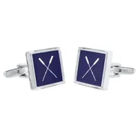 Crossed Rowing Oars Navy Blue and White Cufflinks