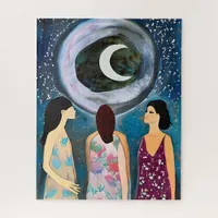 Mystical Art | Women Looking at the Moon Jigsaw Puzzle