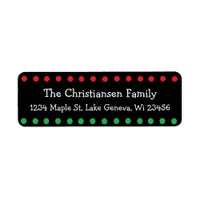 Personalied Christmas Black Red Green Polka Dot Label
