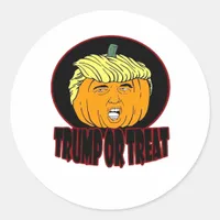Trumpkin Or Treat Halloween Trumpkin Trick Or Trea Classic Round Sticker