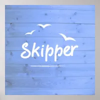 Skipper Nautical Sailing Blue and White Poster