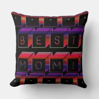 Best Mom Colored Blocks & Black Background Throw Pillow