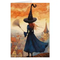 Witch on the Roof All Occasions Greeting Card