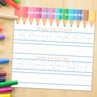 Phone Number Practice Dry Erase Board