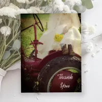 Bride on Tractor Country Farm Wedding Thank You Postcard