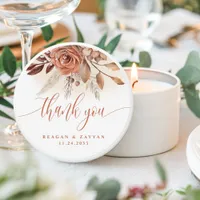 Terracotta Flowers Pampas Grass Wedding Thank You Mini Candle Favors