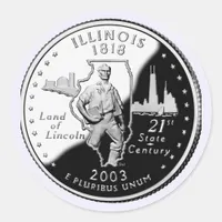 State Quarter of Illinois Reverse Side Faux Classic Round Sticker