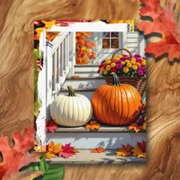 Pretty Fall Front Steps | Happy Thanksgiving  Postcard
