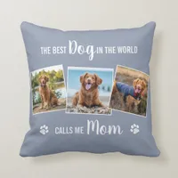 Custom Dog Mom Gray Photo Collage Throw Pillow