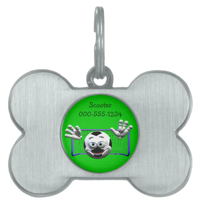 Funny Cartoon Soccer Ball Pet Tag