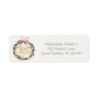 Merry Christmas Wreath Return Address Label
