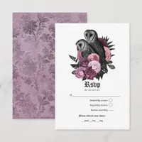Vintage Mauve Owls Gothic Wedding RSVP Card