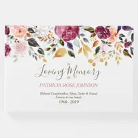 Watercolor Rose Memorial Funeral Remembrance Guest Book