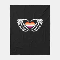 Lesbian Pride Skeleton Halloween Wlw Goth Heart Cl Fleece Blanket