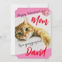 Pink Elegant heart cute cat valentines day cards