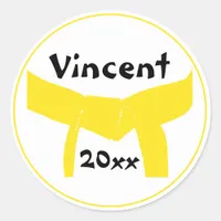 Martial Arts Yellow Belt Classic Round Sticker