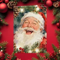 A Sweet Old-Fashioned Santa | Vintage Christmas Holiday Card