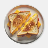 A Grilled Cheese Sandwich on a Plate Magnet
