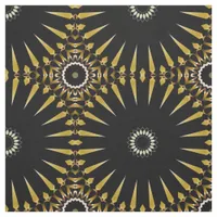 Tribal Ethnic Faux Gold and Black Mosaic Pattern Fabric