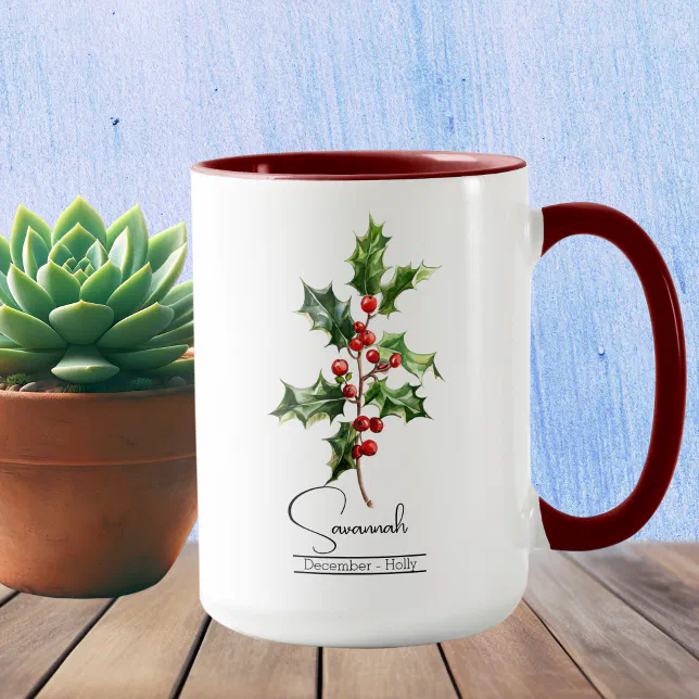 Birth Month Flower December Holly Mug