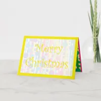 [Beatnik Bubbles] Retro Polka Dot Striped Yellow Holiday Card