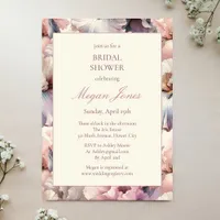 Elegant Blush Floral Classic Formal Bridal Shower Invitation