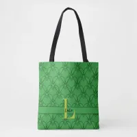 Green Hearts Monogram and Name Personalized Tote Bag