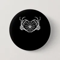 Skeleton Hand Heart Spiderweb Halloween Cobweb Button