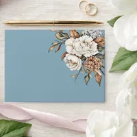 Modern Peony & Hydrangea Powder Blue Wedding  Envelope