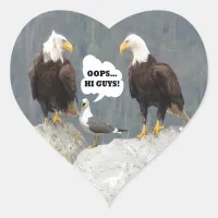 Funny Eagles and Seagull Heart Sticker