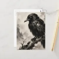A Beautiful Crow On a Branch Postcard