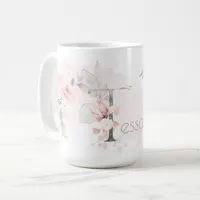 Delicate Blush Pink Rose Monogram Letter T Coffee Mug