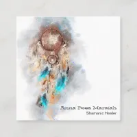 *~* Tribal Sacred Shamen Shamanic Dream Catcher Square Business Card