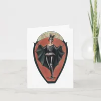 Vintage Vampire Skeleton Woman Halloween Card