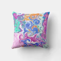 Blue, Orange, Purple Fluid Art Throw Pillow